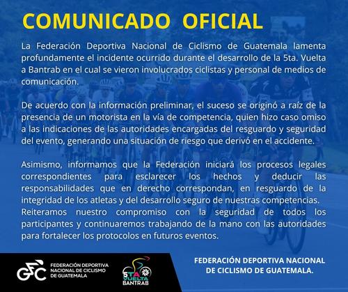 Comunicado Oficial. (Foto: Federación Nacional de Ciclismo)