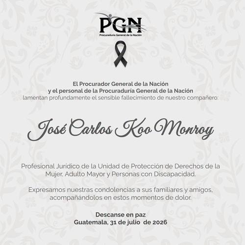 José Koo era un Profesional Jurídico de la Unidad de Protección de Derechos de la Mujer, Adulto Mayor y Personas con Discapacidad. (Imagen: PGN)