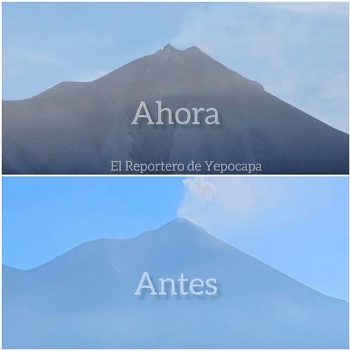 El ahora y antes del volcán del Fuego tras 50 horas de erupción. (Foto: El Reportero de Yepocapa)