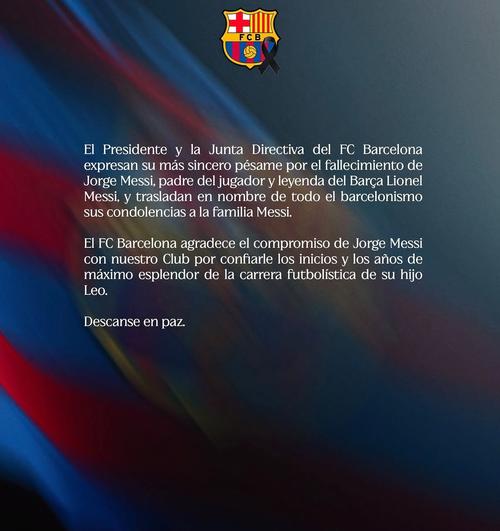 Jorge Messi falleció a los 68 años de edad tras luchar contra una larga enfermedad. (Imagen: FC Barcelona)