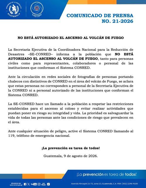 Se solicita a los pobladores evitar actividades en el sector que pongan en peligro su vida. (Imagen: Conred)