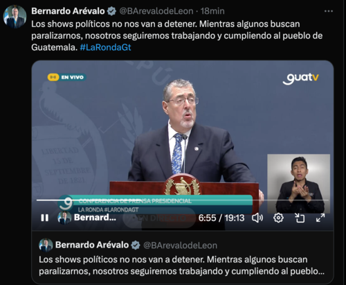 La prescripción médica le impidió participar presencialmente en diversas actividades oficiales los últimos días. (Imagen: captura de pantalla)