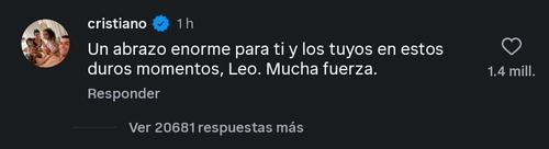 Esto le escribió Cristiano Ronaldo a Lionel Messi. (Imagen: Captura de pantalla)