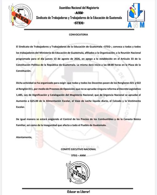 Convocatoria para el magisterio. (Imagen: STEG Senahu)