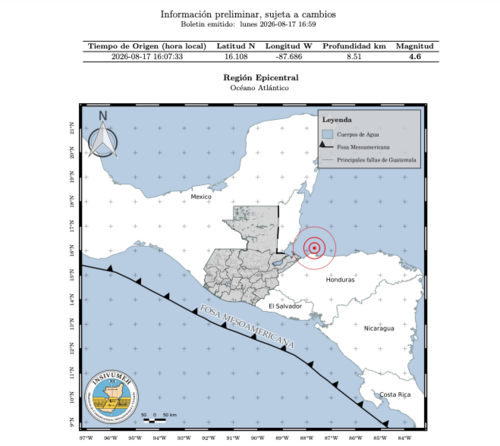 El sismo pudo haber sido sensible en Izabal y sus alrededores. (Foto: Insivumeh)
