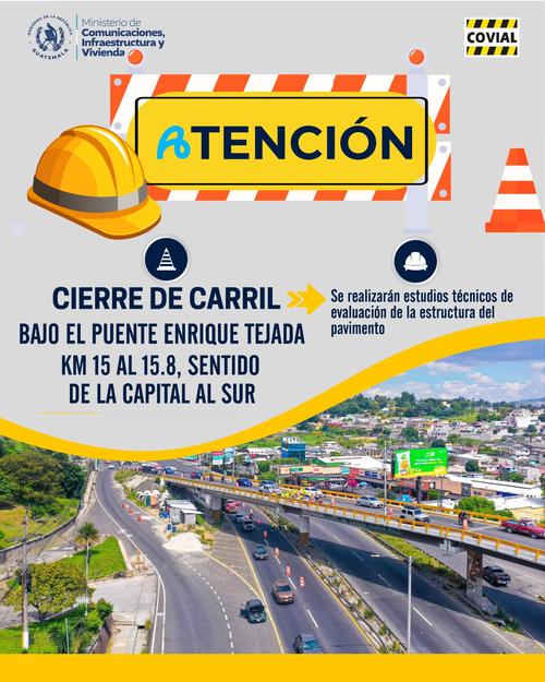 El cierre será del kilómetro 15 al 15.8 de la ruta al Pacífico. (Imagen: Covial)