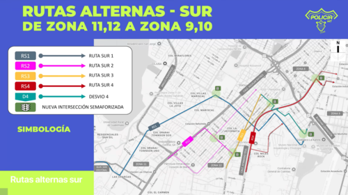 Rutas alternas desde zonas 11 y 12 hacia las zonas 9 y 10. (Imagen: Municipalidad de Guatemala)