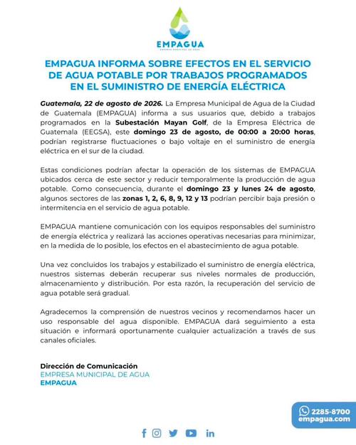 (Imagen vía: EMPAGUA)