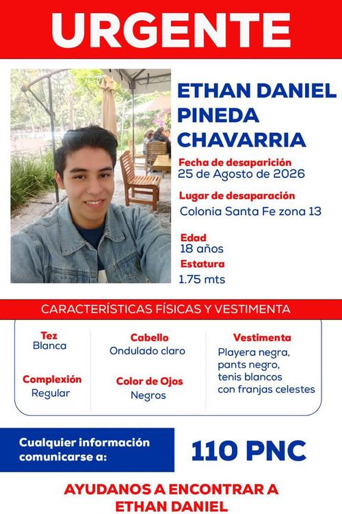 Esta es la ficha generada por la familia del joven desaparecido, que pide apoyo para poder encontrarlo. (Foto vía: RRSS)