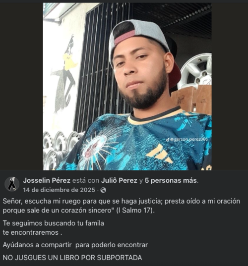 Publicación en redes sociales sobre la búsqueda de Gerson. (Foto: Redes Sociales)