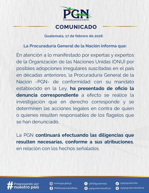 Comunicado PGN por denuncia interpuesta. (Foto: PGN)