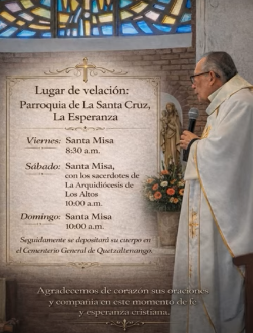 Tres misas se realizarán durante tres días en la parroquia de La Esperanza, Quetzaltenango. (Foto: Esperanza TV)