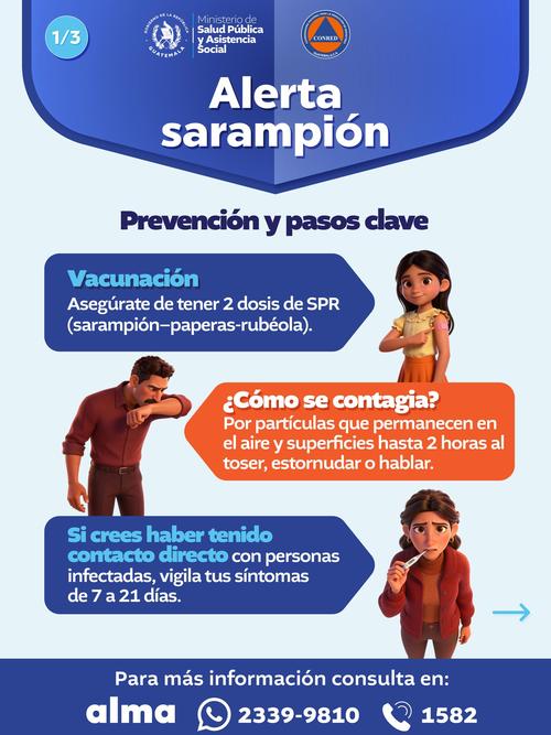 Estos son los pasos a seguir para prevenir el contagio de Sarampión. (Foto: MSPAS)