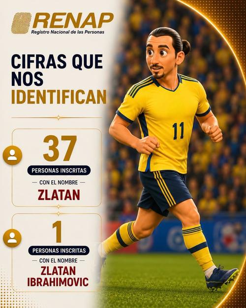 Un total de 37 personas tienen el nombre Zlatan y una más fue nombrada Zlatan Ibrahimovic. (Imagen: Renap)