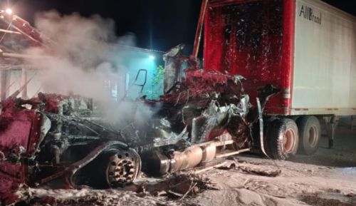 El cabezal se incendió y quedó consumido por el fuego. (Foto: ASONBOMD)