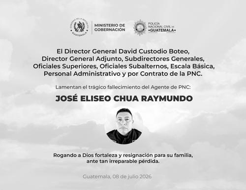 José Eliseo Chuá Raymundo murió en función de sus labores policiales. (Foto: PNC)