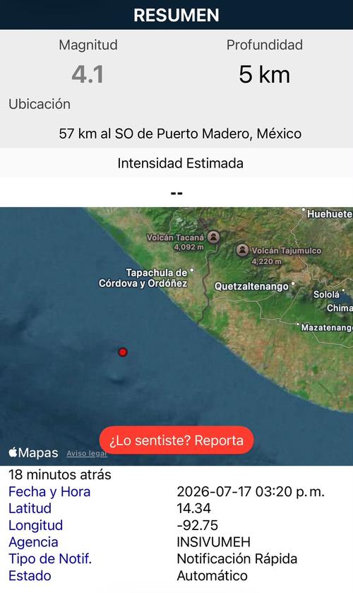 Esta fue la alerta emitida por la aplicación del Insivumeh sobre el sismo registrado en plena conferencia. (Foto: Insivumeh)