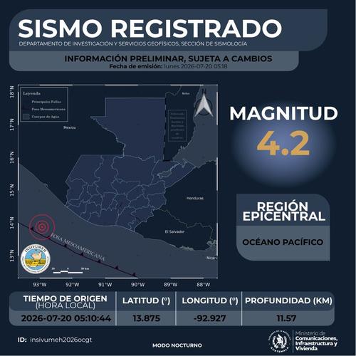 El sismo se registró esta mañana. (Foto: Insivumeh)