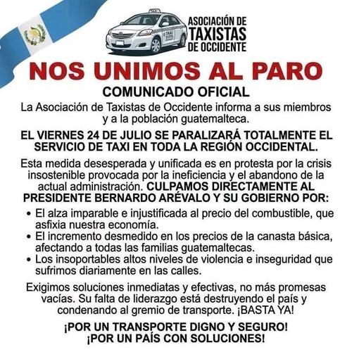 Taxistas se reunirán para manifestar este viernes. (Foto: Redes sociales)