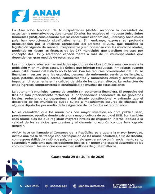 Según ANAM la reducción de fondos comprometería la calidad de servicios como agua potable, drenajes, limpieza, escuelas y puestos de salud. (Imagen: ANAM)