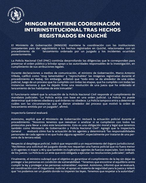 El Ministerio de Gobernación analizará lo ocurrido con los agentes policiales. (Imagen: Mingob)