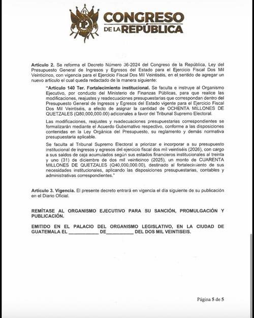 Tribunal también podría incorporar Q40 millones de saldos de caja acumulados. (Imagen: Archivo/Soy502)