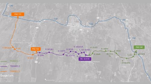 Tramos del recorrido del proyecto vial Xochi Corredor de las Flores. (Foto: Xochi/Soy502)