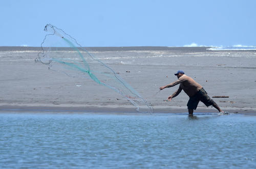 Un pescador lanza su atarraya en el estero que forma parte de esta reserva. (Foto: Ángel Revolorio)