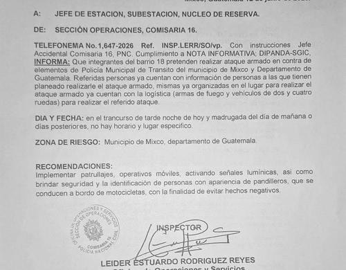Por medio de un oficio ante la PNC fue denunciado las amenazas de la mara 18. (Foto: RRSS)