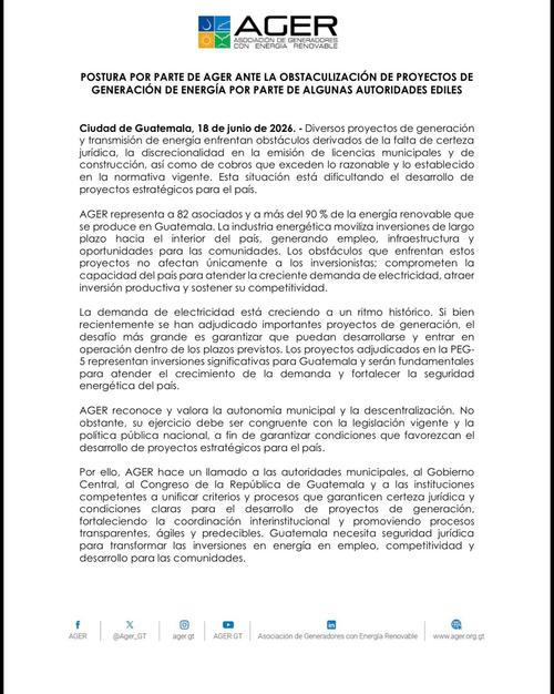 AGER destacó que la demanda de electricidad mantiene una tendencia de crecimiento en el país. (Imagen: AGER)