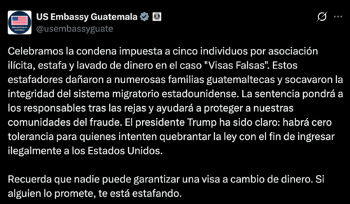 La Embajada de EE. UU. celebró la condena contra cinco implicados en el caso visas falsas. (Imagen: captura de pantalla)