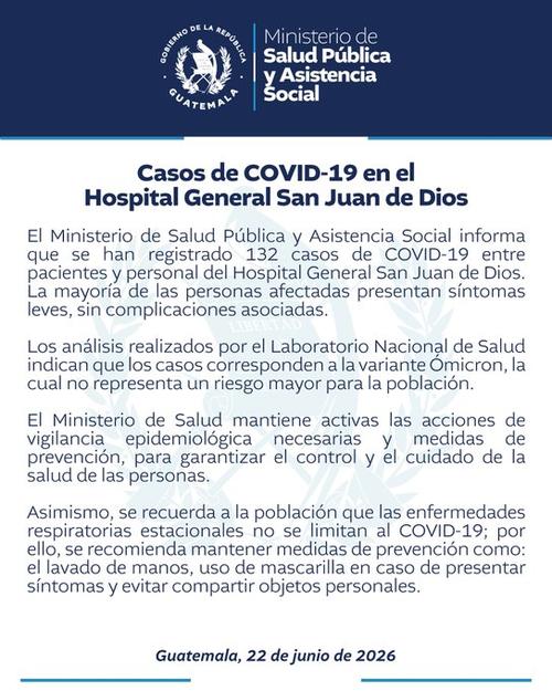 Comunicado del Ministerio de Salud. (Foto: Hospital San Juan de Dios)