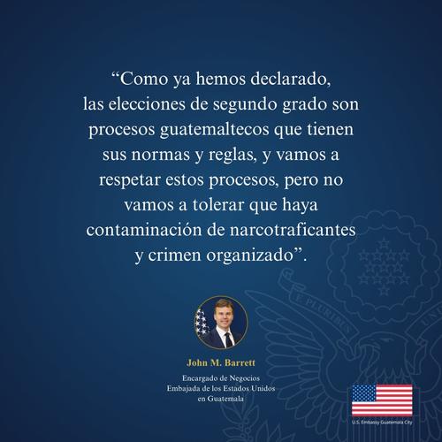 El mensaje que envió el Encargado de Negodios de la Embajada de EE.UU. en Guatemala. (Foto: Embajada)