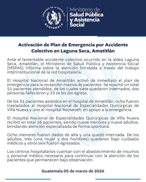 El accidente ocurrió el 5 de marzo tras el vuelco de un bus escolar. (Imagen: Ministerio de Salud Pública)