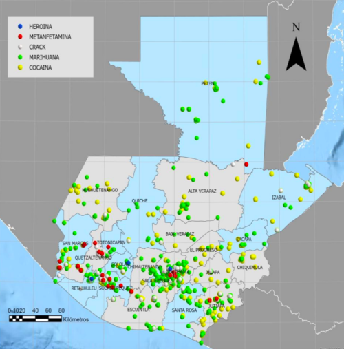 Las incautaciones de droga marcan los lugares por donde se mueven las diferentes tipo de droga. (Foto: Soy502)