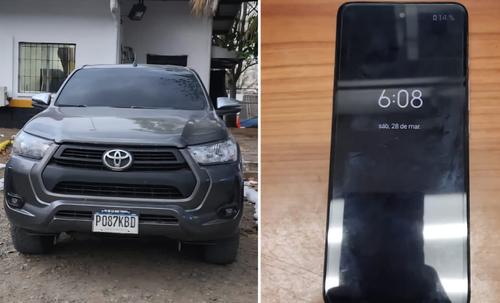 Autoridades incautaron vehículo, arma y teléfono. (Foto: PNC)