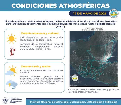 Las temperaturas podrían llegar hasta 40 grados en alguna regiones. (Imagen: Insivumeh)