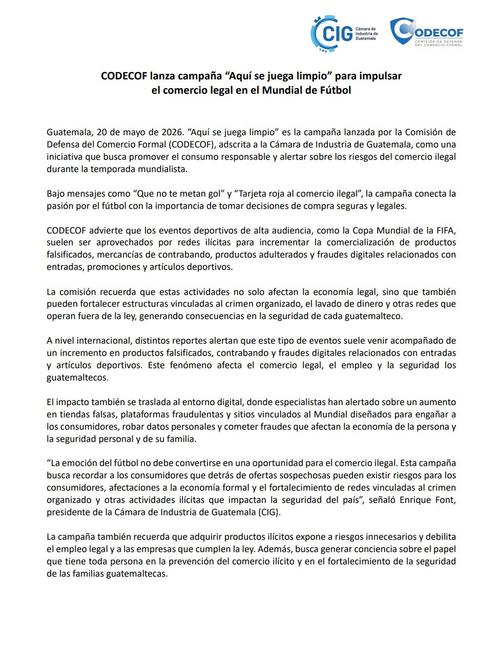 CODECOF insiste en que apoyar el comercio legal ayuda a proteger el empleo y la seguridad. (Imagen: CIG)