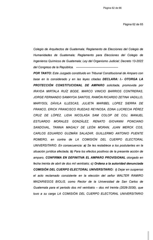 El juzgado constituido en tribunal de amparo emitió una resolucion definitiva sobre el caso de la elección de Mazariegos. (Foto: Captura de pantalla/Soy502)