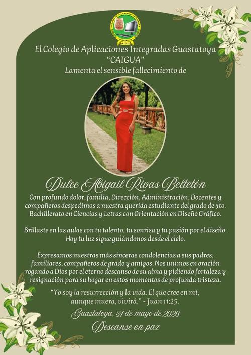 El colegio en donde estudiaba Dulce Abigail lamento su perdida. (Foto: RRSS)