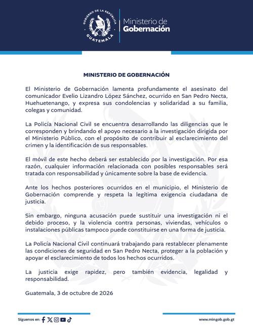 La cartera llama a respetar el debido proceso. (Imagen: Mingob)