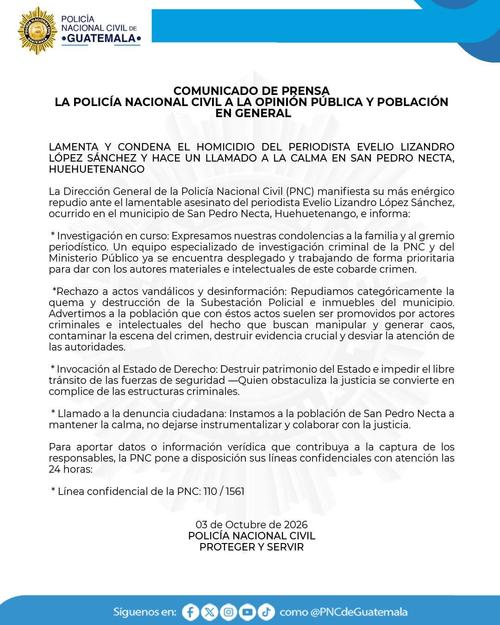 Policía, pronuncia, muerte, Evelio López, periodista, noticias, soy502, guatemala