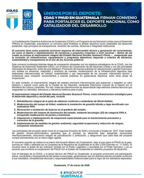 El PNUD publicó la licitación para las obras del Estadio Nacional. (Imagen: CDAG)
