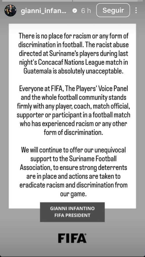 Este fue el mensaje emitido por el mandamás de la FIFA.