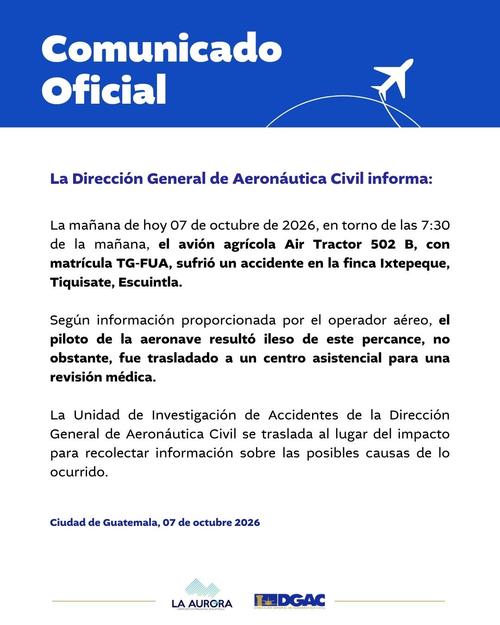 Comunicado emitido por Aeronáutica Civil. (Foto: DGAC)