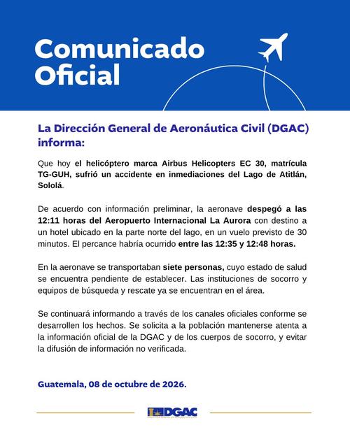 El comunicado emitido por Aeronáutica Civil. (Foto: DGAC)