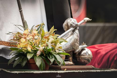 El “perrito de plata” acompaña la imagen del santo patrono. (Foto: Andres CasGod)