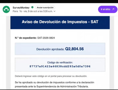 Este es el mensaje que está llegando a través de correo. (Foto: captura de video)