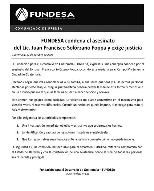 Fundesa condenó el asesinato. Foto: X/Fundesa