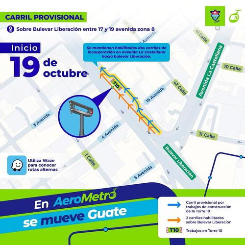 El carril se ha habilitado a partir de este lunes 19 de octubre. (Foto: MuniGuate)
